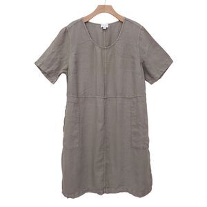 J. Jill Pure Jill Dress Womens XL Sage Green Dyed Linen Coastal Beach Bohemian